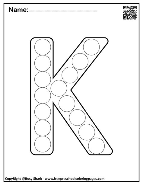 Set of Letter K "10 free Dot Markers coloring pages"