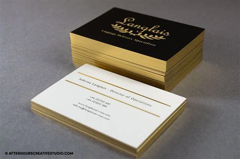 Edge gilded foil stamped business cards - metallic gilt edge finish