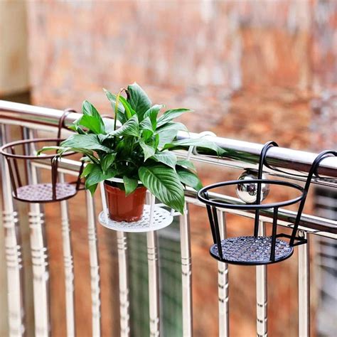 Balcony Rail Planters Hanging Railing Plant Holder Stand Flower Pot Basket for Fence Patio Deck ...