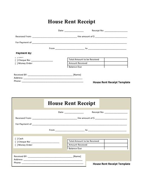 Landlord Rent Receipt Template