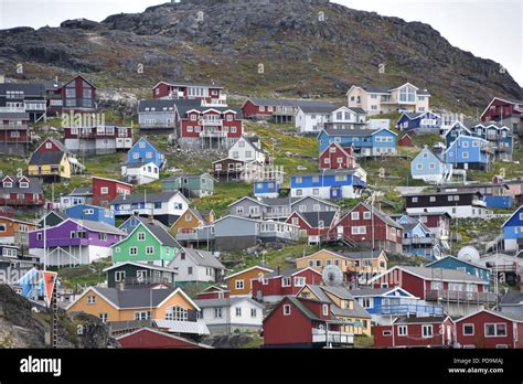 Colorful houses, Qaqortoq, Greenland. July, 2018 Stock Photo - Alamy