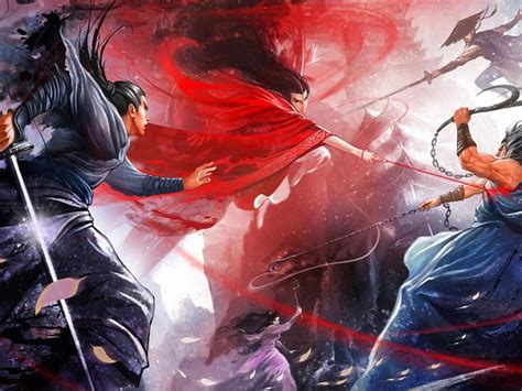 Battle, anime, guy, swords, art HD wallpaper | Pxfuel