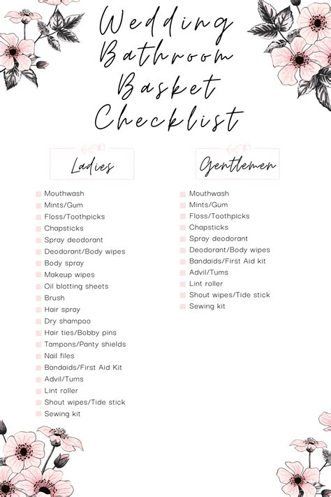 Wedding Bathroom Basket Checklist in 2024 | Wedding bathroom, Bathroom ...