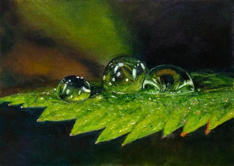 Water Drops, My Oil Painting On Canvas Panel 30x40 Cm