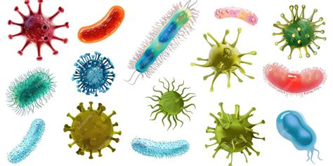 Premium Photo | Various types of germs on a clean white background Suitable for medical and ...