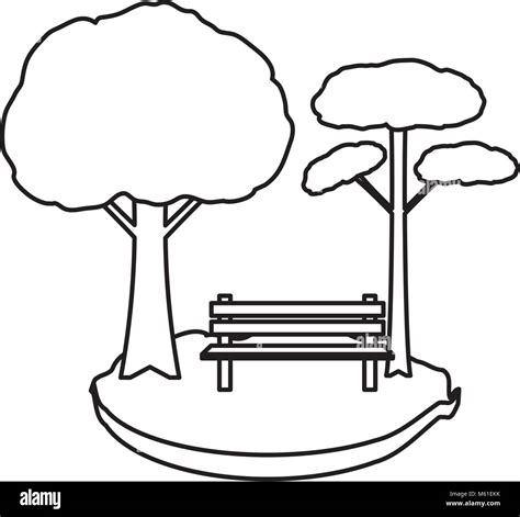 Park with trees and bench icon over white background, vector illustration Stock Vector Image ...