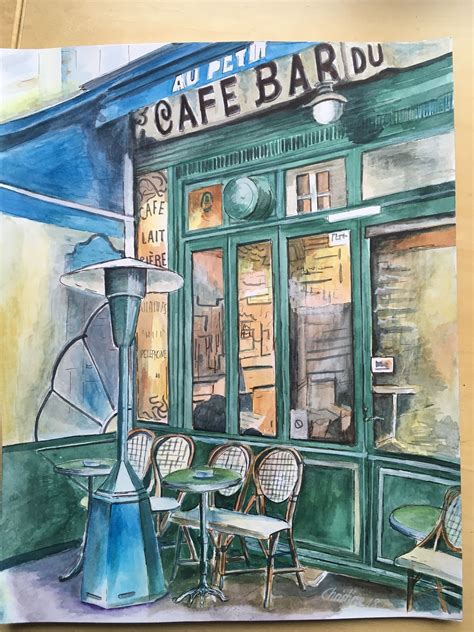 French Cafe | Drawing images, Painting, Drawings