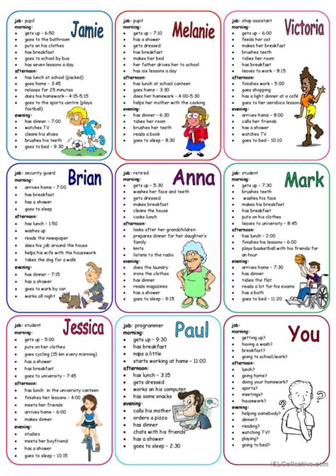 Daily Routines Speaking Cards discus…: English ESL worksheets pdf & doc