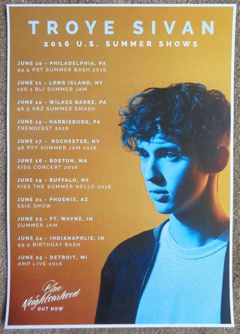 Sivan TROYE SIVAN Tour POSTER June 2016 USA Gig Concert