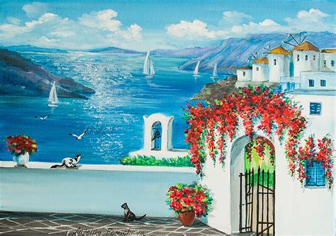 Santorini Oil Painting Greek Island Painting on Canvas - Etsy Hong Kong