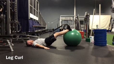 Swiss Ball Leg Curl Progression - YouTube