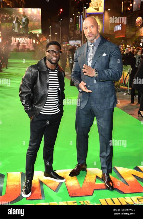 Kevin Hart (left) and Dwayne Johnson attending the Jumanji: Welcome to ...