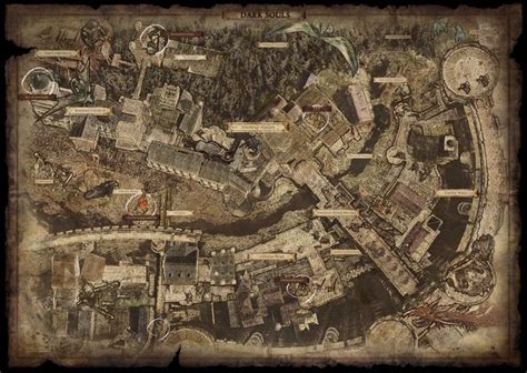 Dark Souls 1 map of Lordran, available as a PDF in the Collector's Edition of the game. | Dark ...