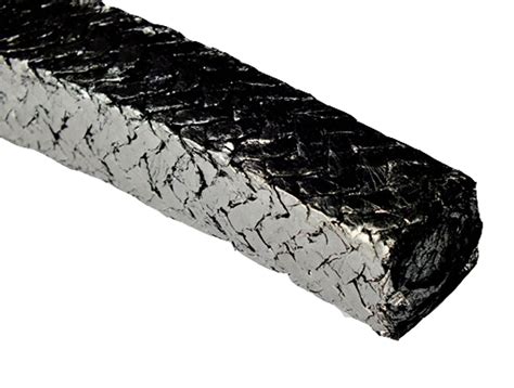 Expanded Flexible Graphite Braided Pump or Valve Packing, 3' Cut Length, Graphite, 1/4" Cross ...