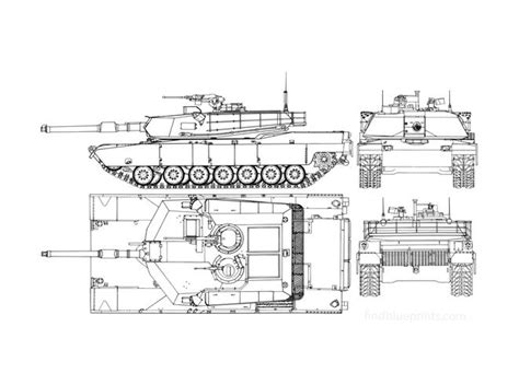 M1 Abrams 2D drawing (blueprints)