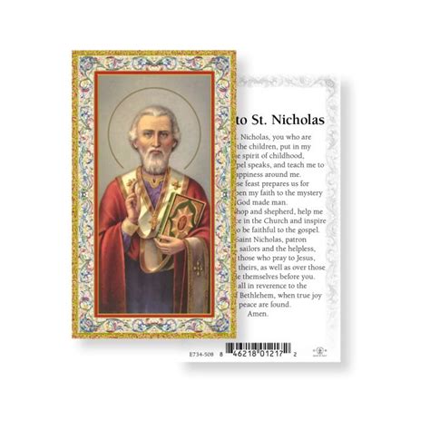 Prayer to St. Nicholas Holy Card PAPER – St. Anthony's Catholic Gift Shop