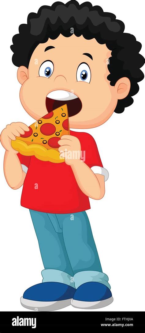 Little boy eating pizza Stock Vector Image & Art - Alamy