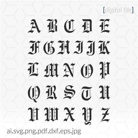 Old English Font SVG Stencil SVG for Printing and Cutting - Etsy Denmark