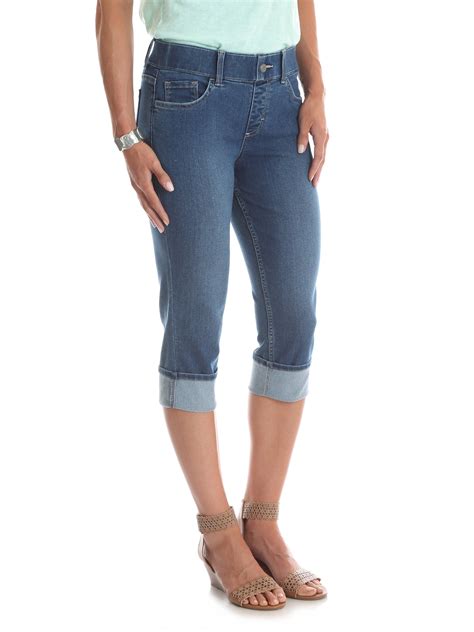 Lee Riders - Women's Midrise Pull-On Denim Cuffed Capri Pants - Walmart ...