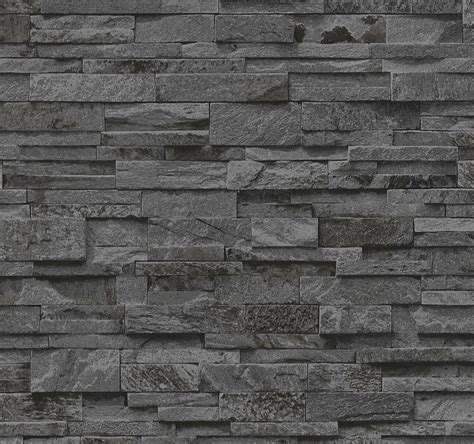 Wallpaper black grey stone wall 3D PS 02363-40