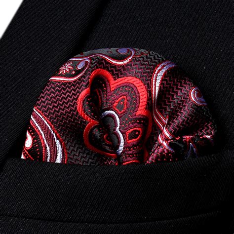 Aliexpress.com : Buy HP936U Burgundy Black Paisley Men Silk Party Handkerchief Pocket Square ...