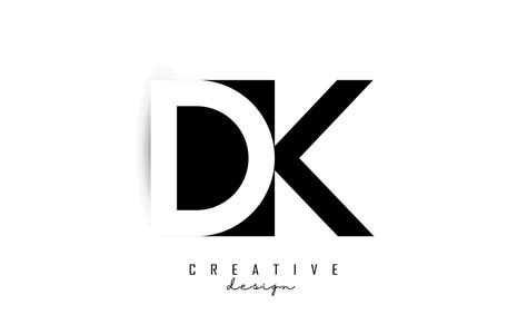 Letters DK Logo with black and white negative space design. Letters D and k with geometric ...