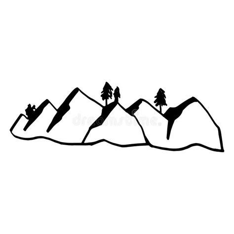 Black Mountain Silhouette. Hand-drawn Doodle Stock Vector - Illustration of isolated, landscape ...