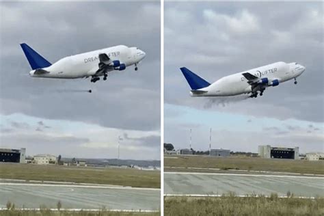 Viral Video Boeing 747 Dreamlifter Aircraft Loses Landing gear Tyre ...