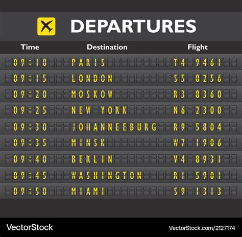 Airport board print Royalty Free Vector Image - VectorStock