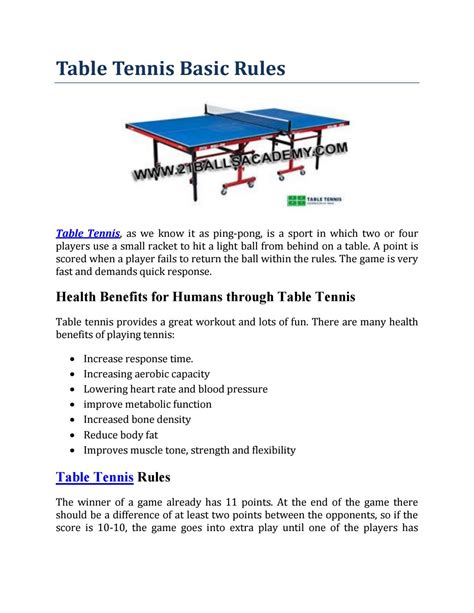 Table Tennis Basic Rules by 21 Balls Academy - Issuu