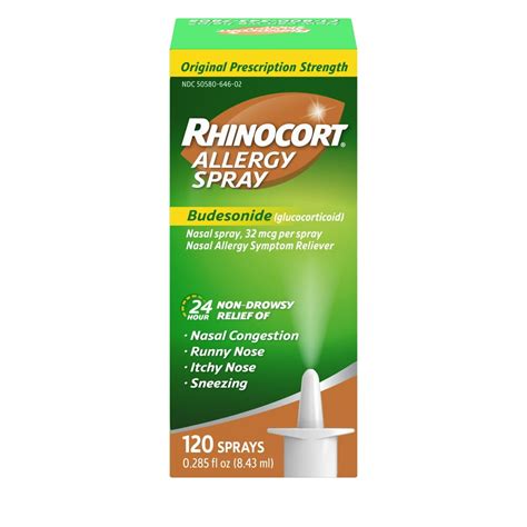 Rhinocort 24 Hour Allergy Relief Budesonide Nasal Spray, 120 sprays - Walmart.com - Walmart.com