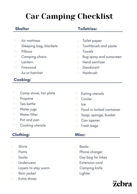 The Ultimate Car Camping Checklist | The Zebra