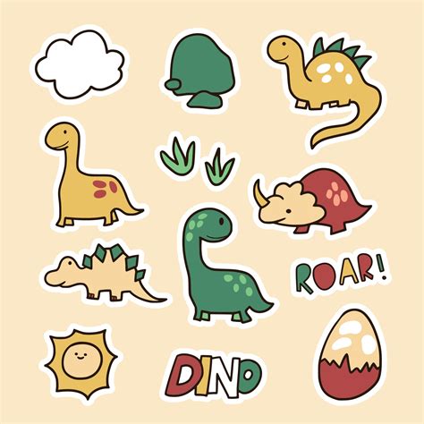 Cute Dino Stickers Set Illustration for Kids 3385580 Vector Art at Vecteezy