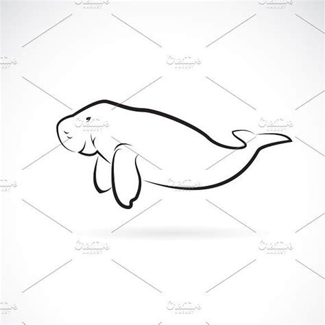 Vector of dugong design. Animal. | Easy drawings, Dugong, Drawings