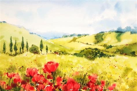 Free Vector | Watercolor spring landscape