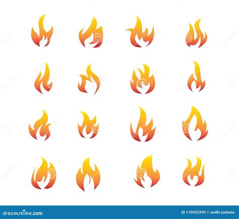 Red Orange Flaming Fire Clip Art Logo Vector Set Stock Illustration - Illustration of flaming ...