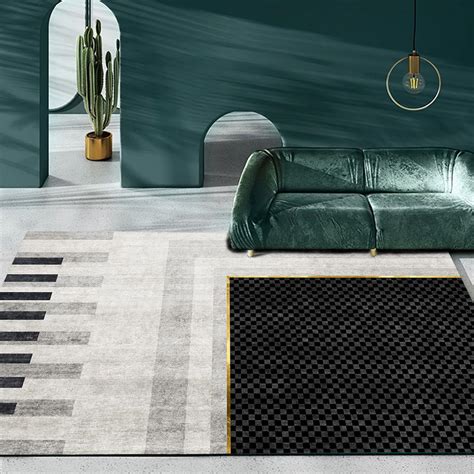 Modern Abstract Beige and Black Area Rug