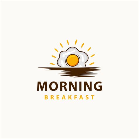 Breakfast logo with fried egg - vector illustration, breakfast emblem design with morning sun ...