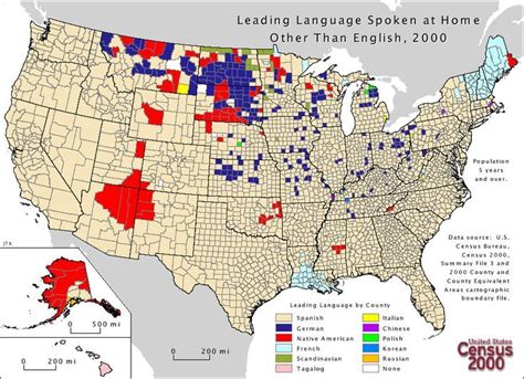 Second Languages of the United States | Map, Language map, Language