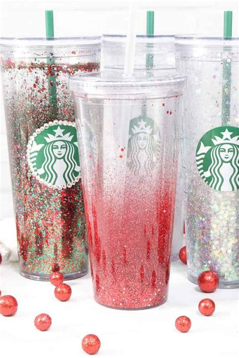 w Lid & Straw 24 oz Venti Starbucks Custom Glitter Snow Globe Tumbler ...