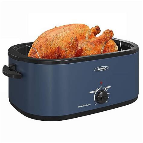 Sunvivi 24 Quart Electric Turkey Roaster Oven with Visible Glass Lid ...