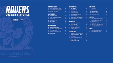 Download your fixtures wallpaper! | rovers.co.uk