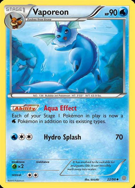 Vaporeon (xy7-22) - Pokémon Card Database - PokemonCard