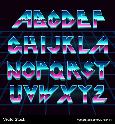 80 s retro alphabet font Royalty Free Vector Image