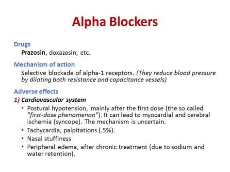 Image result for alpha blockers side effects | Alpha blocker, Nursing ...