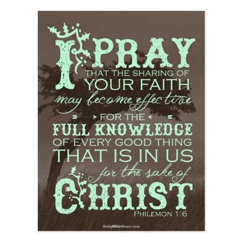 Bible Verse Post Card - Philemon 1:6 | Zazzle.com