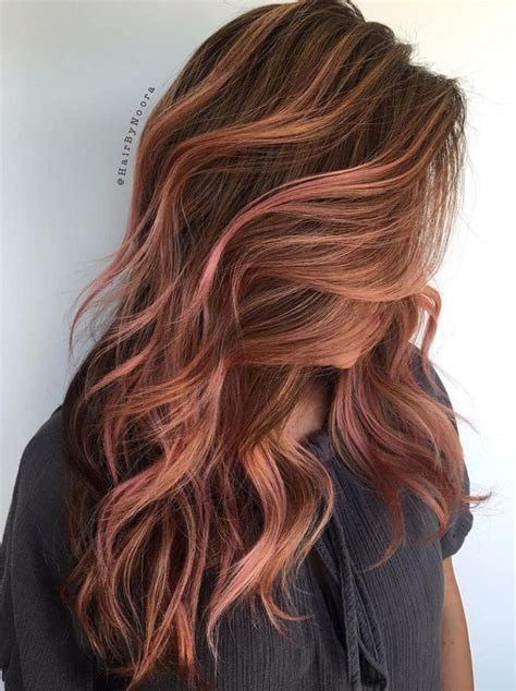 20 Gorgeous Examples of Rose Gold Balayage | Short hair balayage, Brown and pink hair, Long hair ...