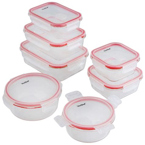 VonShef 7pc Oven Microwave Safe Glass Container Food Storage Set & Air ...