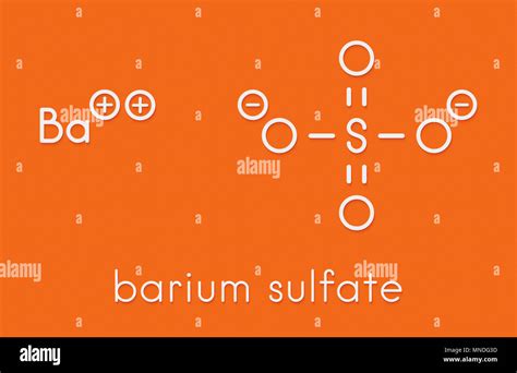 Barium sulfate (BaSO4). Used as paint pigment and radiocontrast agent. Skeletal formula Stock ...