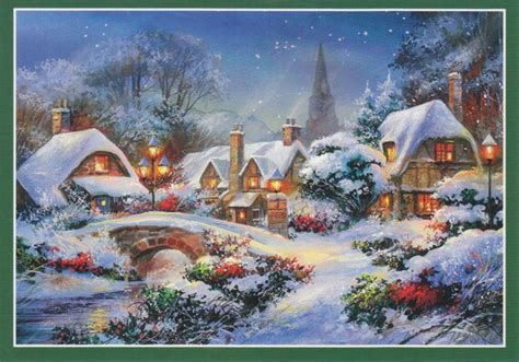 Items similar to vintage CHRISTMAS VILLAGE snowy houses POSTCARDS from ...